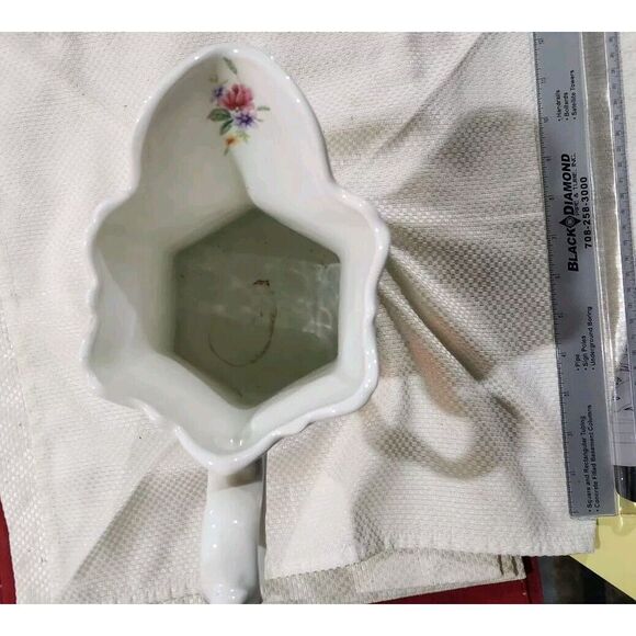 Vintage ceramic creamy white pitcher with Handpainted floral bouquets . size is - Picture 5 of 7